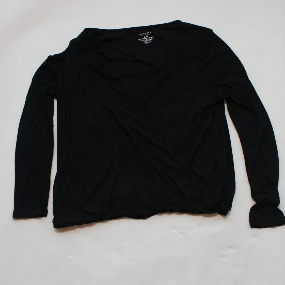 Sonoma Faux Wrap Black Top